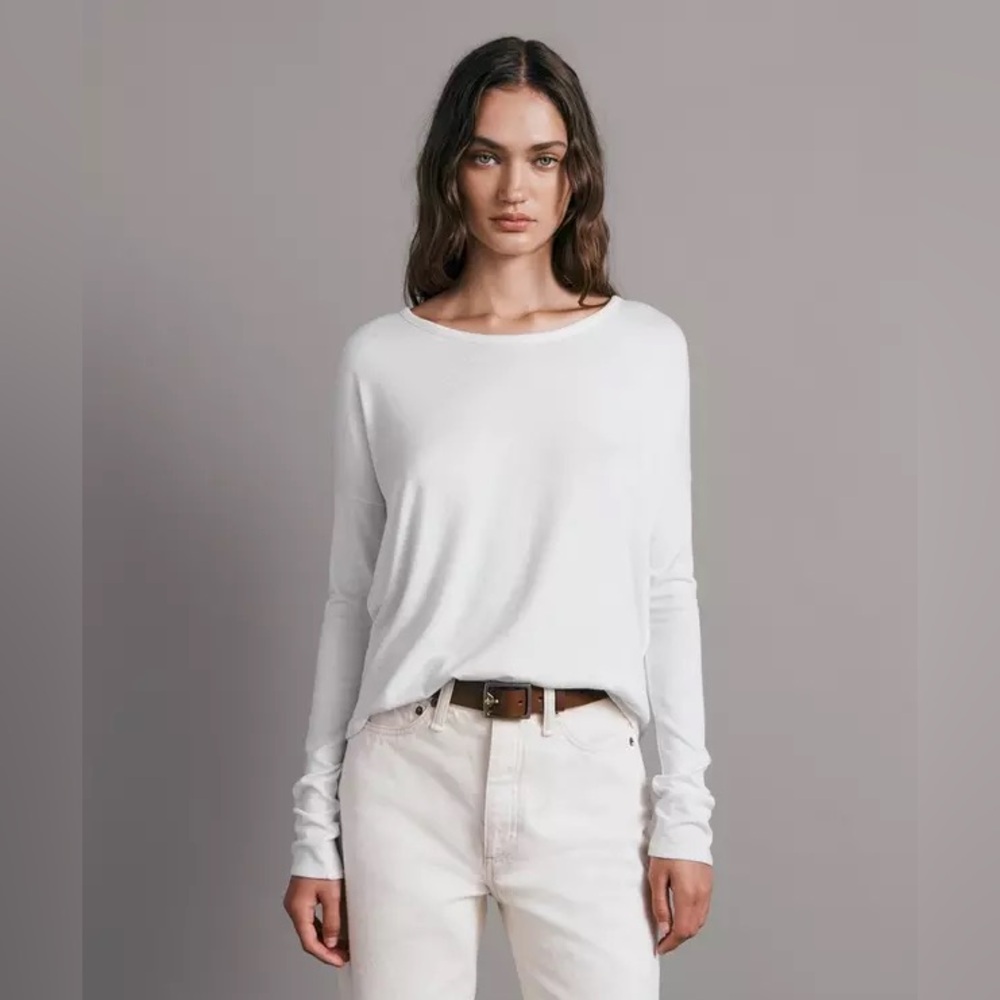 NWT Rag & Bone The Knit Long Sleeve Tee in White - Picture 1 of 4
